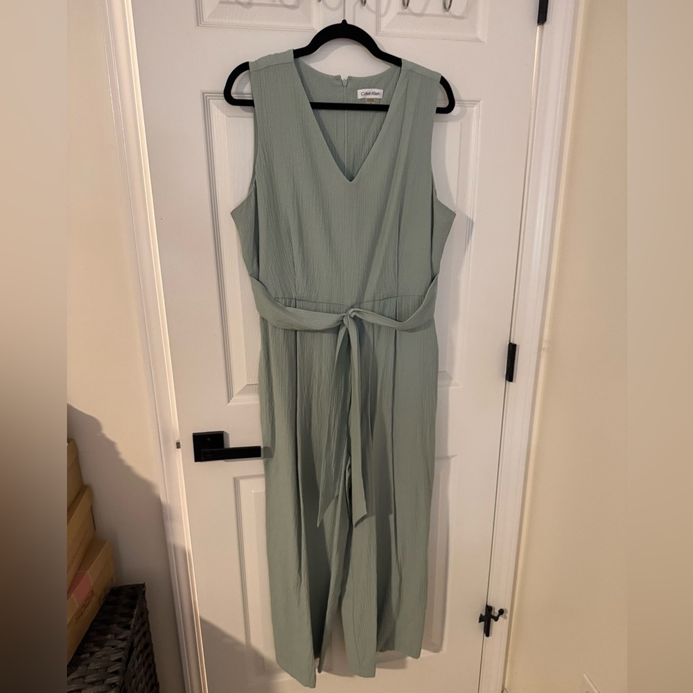 Calvin Klein Light Green Textured Jumpsuit